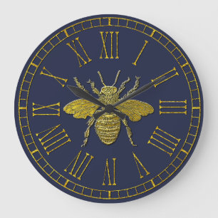 Gold Bee Your Colour Background Large Clock