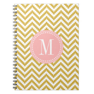 Gold Beige Chevron Aztec Tribal Personalised Notebook
