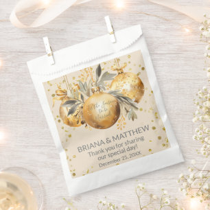 Gold Beige Christmas Wedding Favour Bag