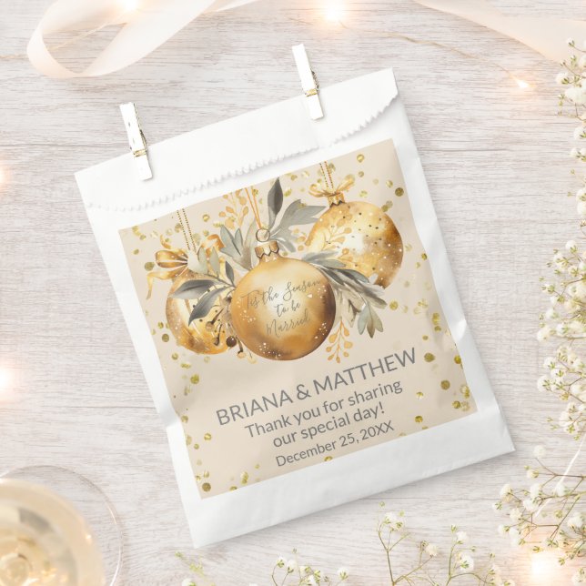 Gold Beige Christmas Wedding Favour Bag (Clipped)
