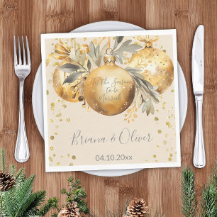 Gold Beige Christmas Wedding Napkin