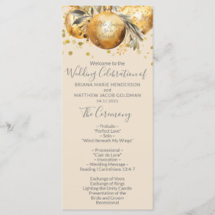 Gold Beige Christmas Wedding Program Programme