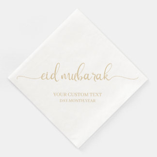 Gold Beige Eid Mubarak Calligraphy Custom Napkin