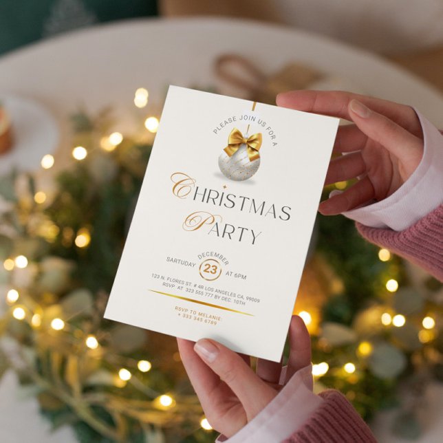 Gold Beige Elegant Luxury Christmas Party Invite (Creator Uploaded)