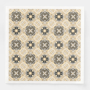Gold, Beige, Taupe, & Black Gemstones Pattern Napkin