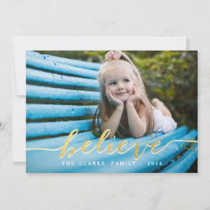 Gold Believe 2014 Holiday Photo Card
