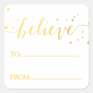 Gold Believe Hand Lettered | Holiday Gift Tag