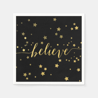 Gold Believe Handwriting 3 | Holiday Paper Napkins