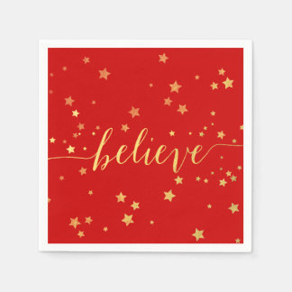 Gold Believe Handwriting 4 | Holiday Paper Napkins