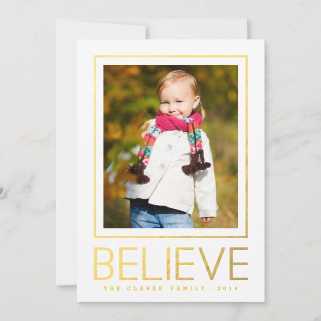 Gold Believe | Holiday Photo Card (Front)
