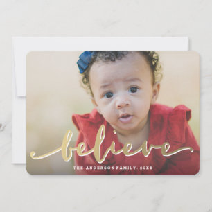 Gold Believe Holiday Photo Card