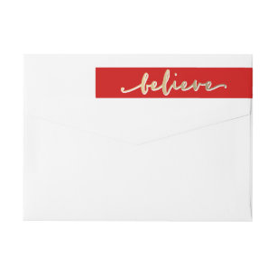 Gold Believe Holiday Return Address Labels