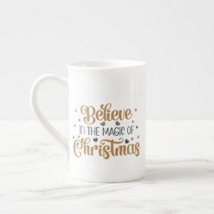 Gold Believe In The Magic Of Christmas Bone China Mug