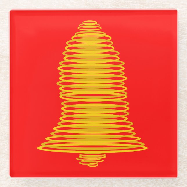 Gold Bell Abstract Red Coaster (Front)