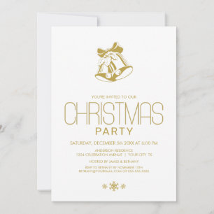 Gold Bells Christmas Party Invitation