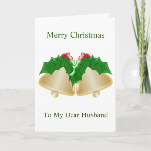 Gold Bells Husband Christmas Holiday Card