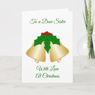 Gold Bells Sister Christmas Holiday Card