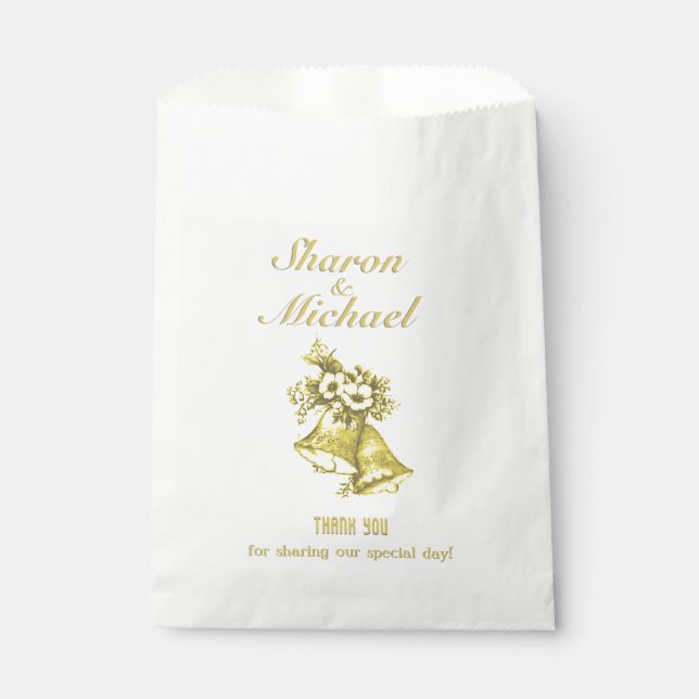 Gold Bells Wedding Favour Bags (Front)