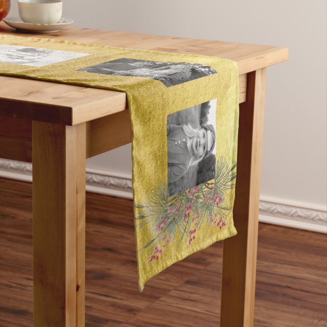 Gold Best Gifts Ever Collage Photo Christmas Medium Table Runner (In Situ)