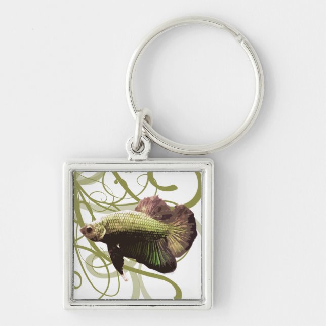 Gold Betta Siamese Fighting Fish Key Ring (Front)