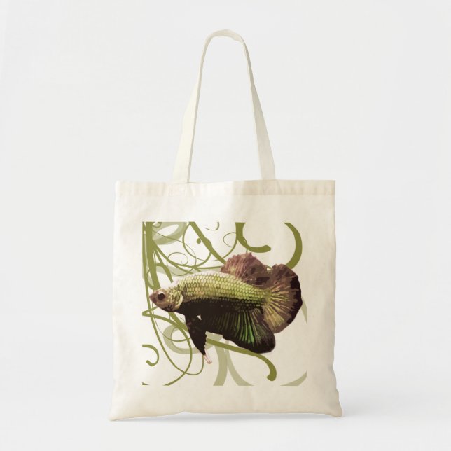 Gold Betta Siamese Fighting Fish Tote Bag (Front)