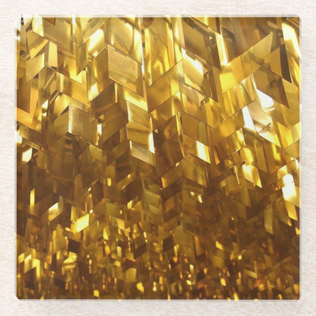 Gold Beveled Crystal Glass Coaster (Front)