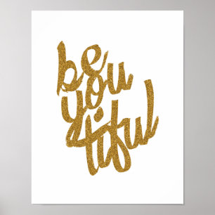 Gold 'Beyoutiful' Typographic Poster