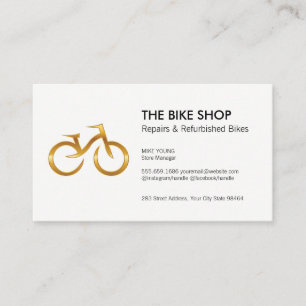 Gold Bicycle Logo   Repair Seller Shop Appointment Card