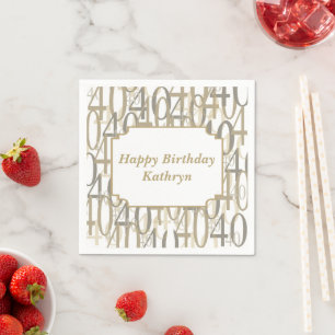 Gold Big 40 Personalised Birthday Party Napkin