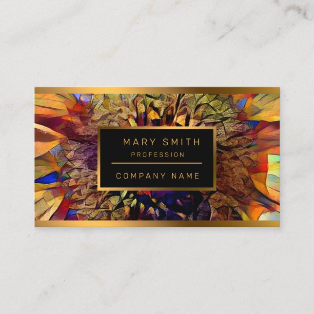 Gold Big Sun Sunflower Elegant Collection Business Card (Front)