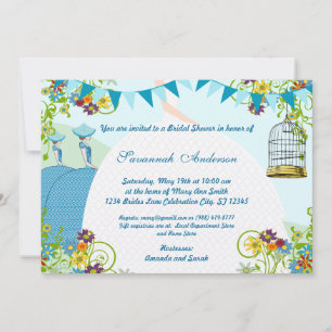 Gold Birdcage Bunting Garden Bridal Shower Invites