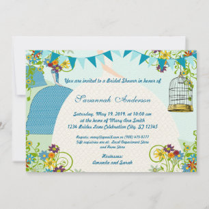 Gold Birdcage Bunting Garden Bridal Shower Invites