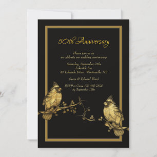 Gold Birds Invitation