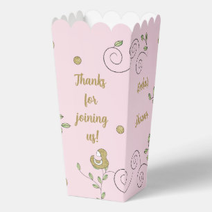 Gold Birds Pink Baby Shower Favour Box