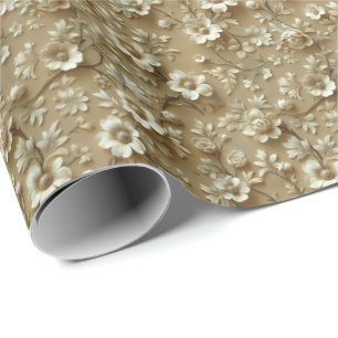 Gold Birthday Anniversary Floral Gift Wrapping Wrapping Paper