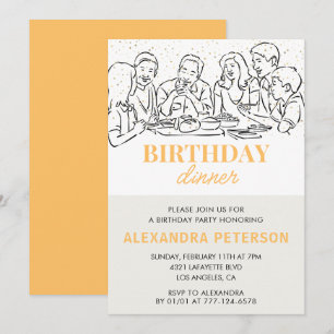 Gold Birthday Dinner 58th birthday invitation 