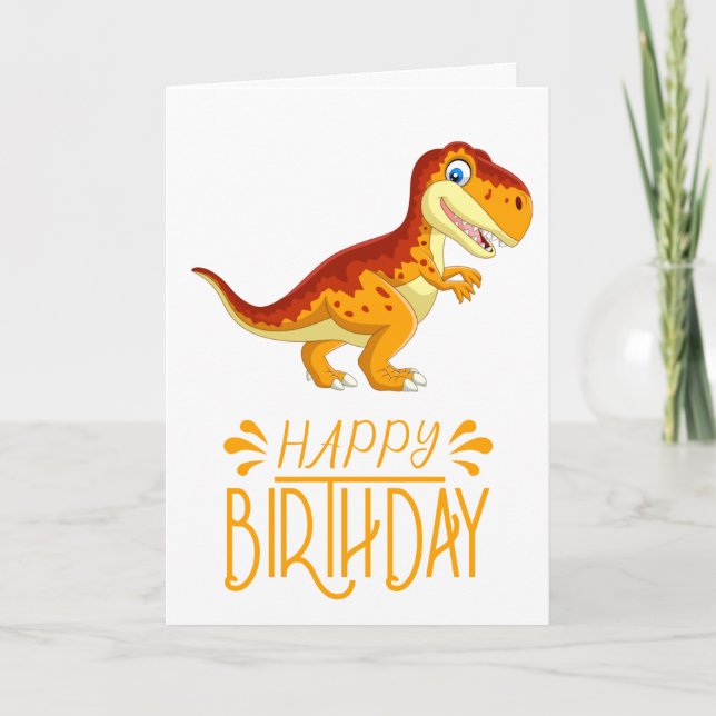 Gold Birthday Dinosaur Card (Front)