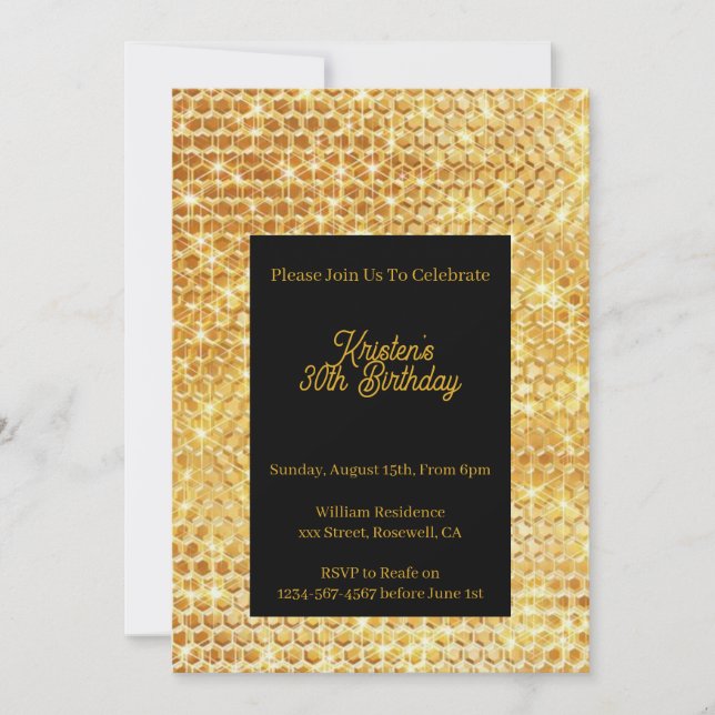 Gold Birthday Invitation (Front)