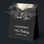 Gold Birthday Party 70's Disco Ball Thank You Favour Box<br><div class="desc">Elevate your 70th birthday celebration with our Gold 70th Birthday Party 70's Disco Ball Favour Box. This favour box captures the essence of the disco era, making it the perfect choice for a disco-themed bash or any event where you want to infuse a touch of '70s magic. In a dazzling...</div>