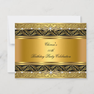 Gold Birthday Party Elegant Gold Diamond Black Invitation