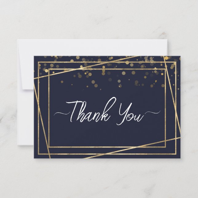 Gold Birthday Party Thank You Card (Front)