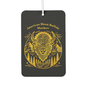 Gold Bison Amid Mountains and Trees Car Air Freshener