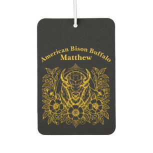 Gold Bison Among Flowers Car Air Freshener