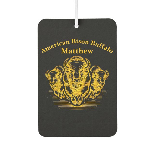 Gold Bison Stampede in a Wild Prairie Setting Car Air Freshener (Front)