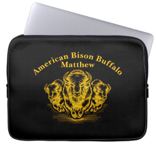 Gold Bison Stampede in a Wild Prairie Setting Laptop Sleeve