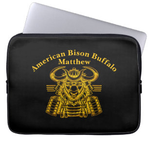 Gold Bison Warrior Design in Samurai Armour Laptop Sleeve