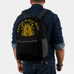 Gold Bison Warrior Design in Samurai Armour  Printed Backpack