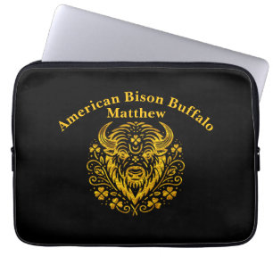 Gold Bison With Floral Design Laptop Sleeve