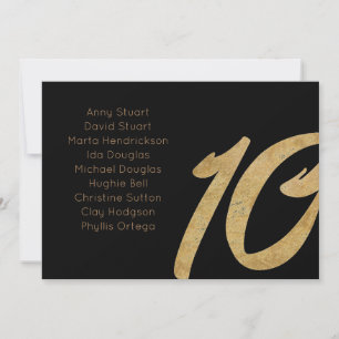 Gold Black 10 table number Wedding seating Card