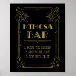 Gold Black 1920s Art Deco Mimosa Bar Sign Wedding<br><div class="desc">Mimosa bar sign poster for wedding with gold vintage ornate frame and art deco style text. Perfect for weddings or bridal showers.</div>